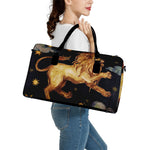 Watercolor Leo Zodiac Sign Print Leather Duffle Bag
