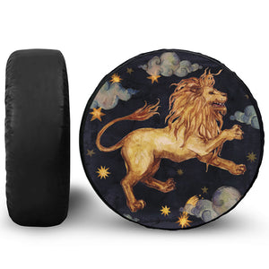 Watercolor Leo Zodiac Sign Print Leather Spare Tire Cover