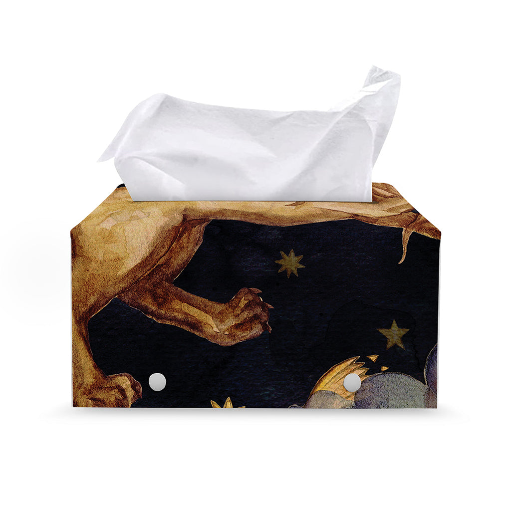 Watercolor Leo Zodiac Sign Print Leather Tissue Box Cover