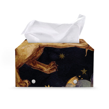 Watercolor Leo Zodiac Sign Print Leather Tissue Box Cover