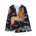 Watercolor Leo Zodiac Sign Print Long Sleeve Short Coat
