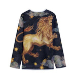Watercolor Leo Zodiac Sign Print Long Sleeve Short Coat