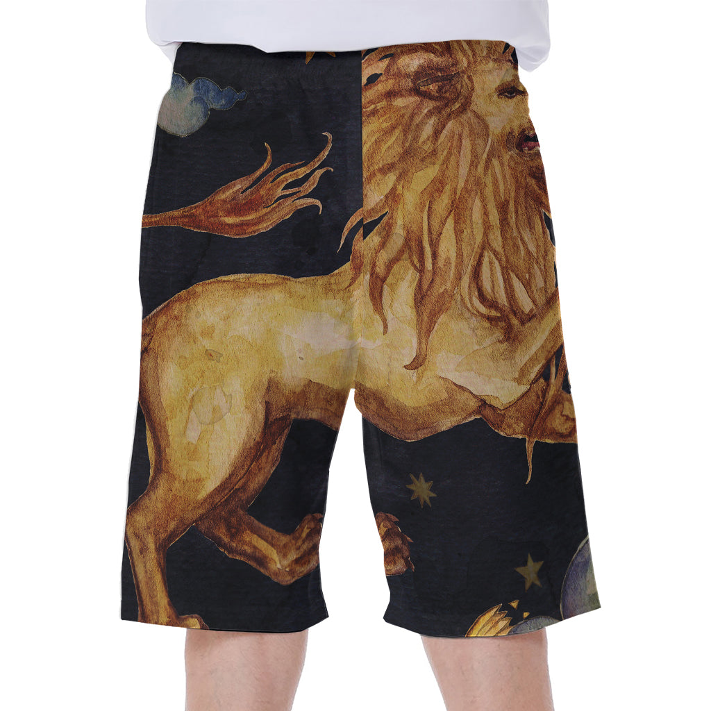 Watercolor Leo Zodiac Sign Print Men's Beach Shorts