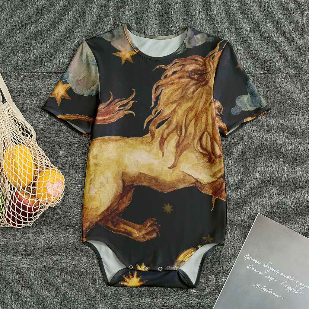 Watercolor Leo Zodiac Sign Print Men's Bodysuit