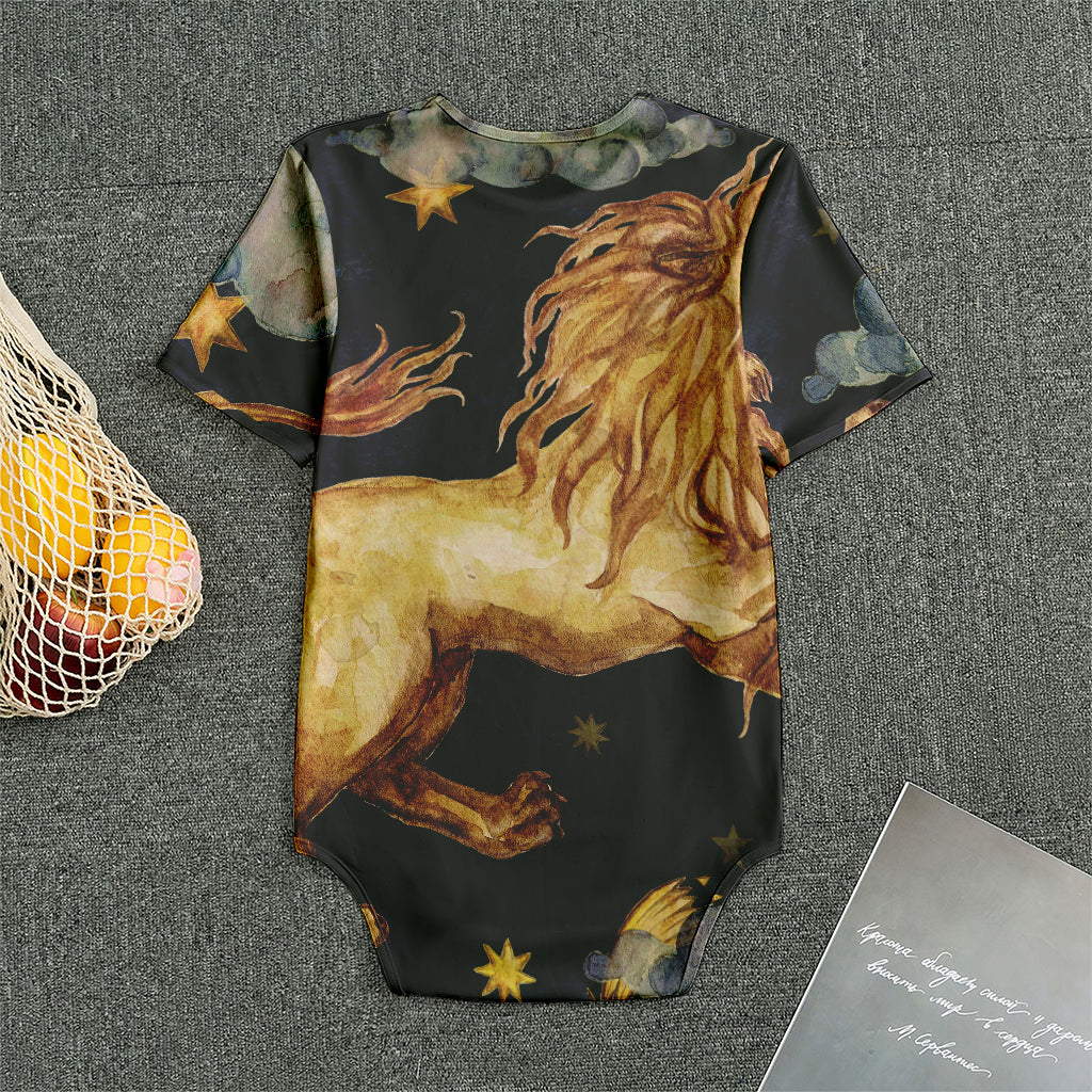 Watercolor Leo Zodiac Sign Print Men's Bodysuit