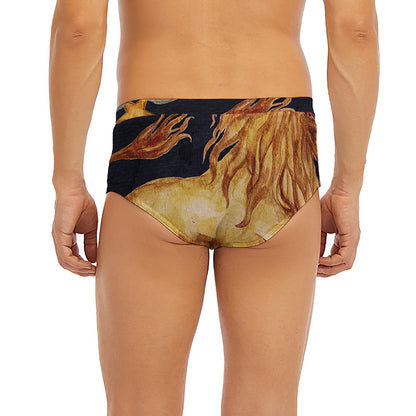 Watercolor Leo Zodiac Sign Print Men's Briefs