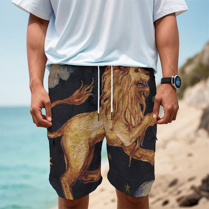 Watercolor Leo Zodiac Sign Print Men's Cargo Shorts