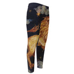 Watercolor Leo Zodiac Sign Print Men's Compression Pants