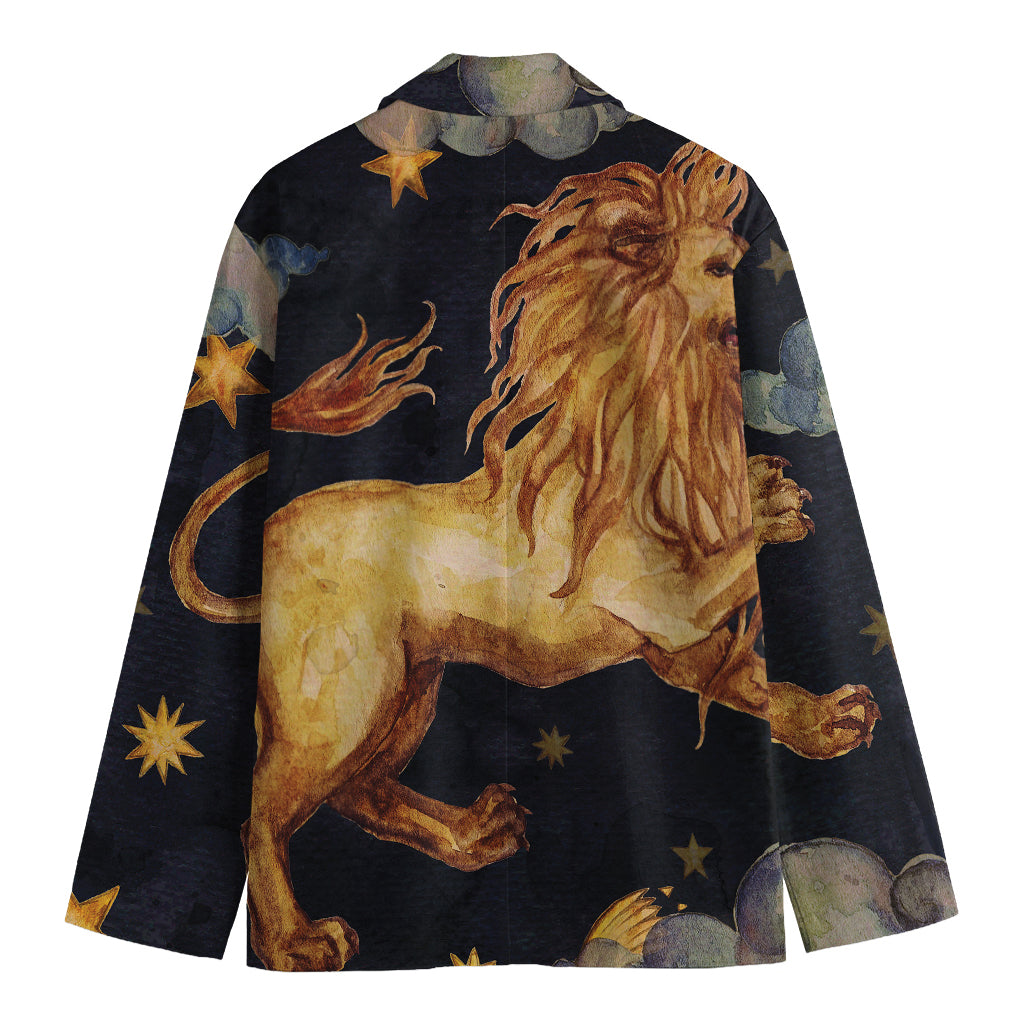 Watercolor Leo Zodiac Sign Print Men's Cotton Blazer