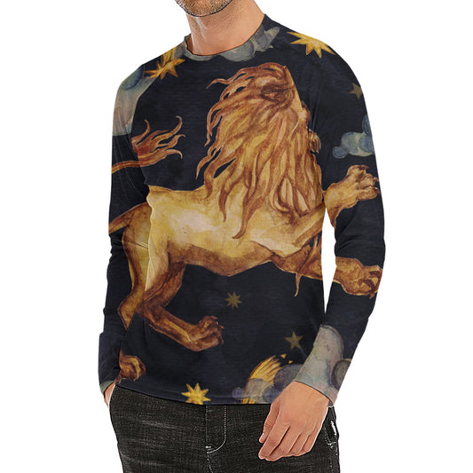 Watercolor Leo Zodiac Sign Print Men's Long Sleeve Rash Guard