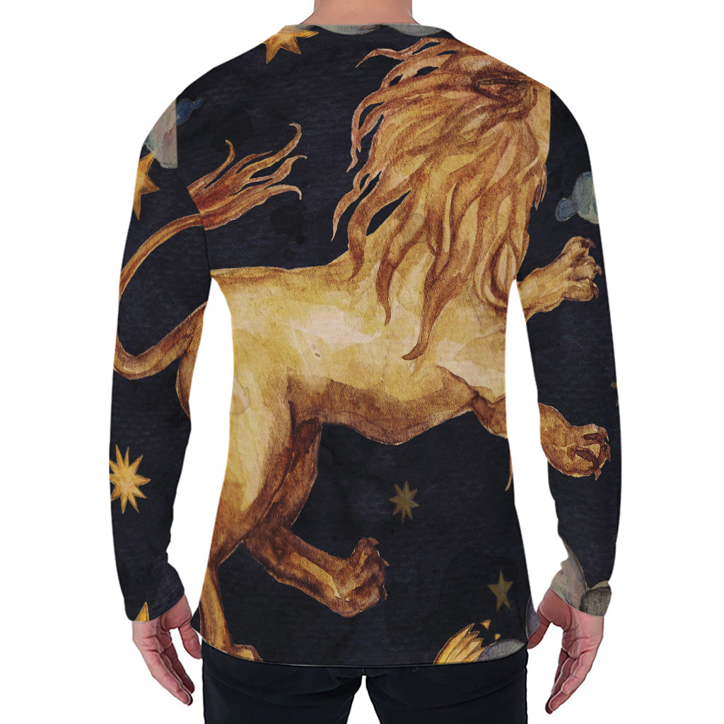 Watercolor Leo Zodiac Sign Print Men's Long Sleeve T-Shirt
