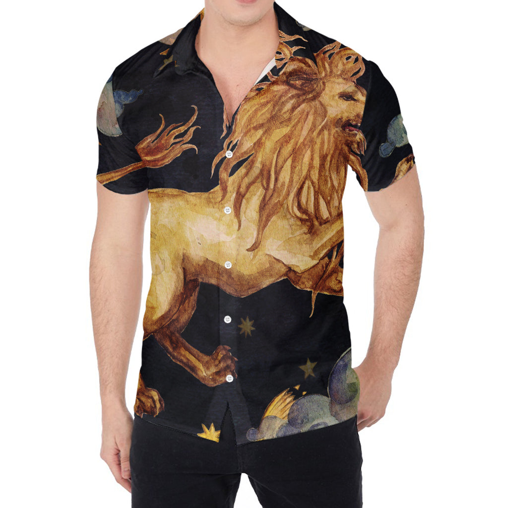Watercolor Leo Zodiac Sign Print Men's Shirt