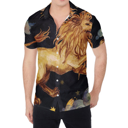 Watercolor Leo Zodiac Sign Print Men's Shirt