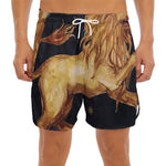 Watercolor Leo Zodiac Sign Print Men's Split Running Shorts