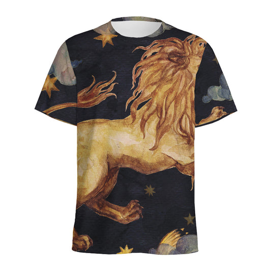 Watercolor Leo Zodiac Sign Print Men's Sports T-Shirt