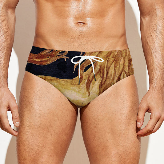 Watercolor Leo Zodiac Sign Print Men's Swim Briefs