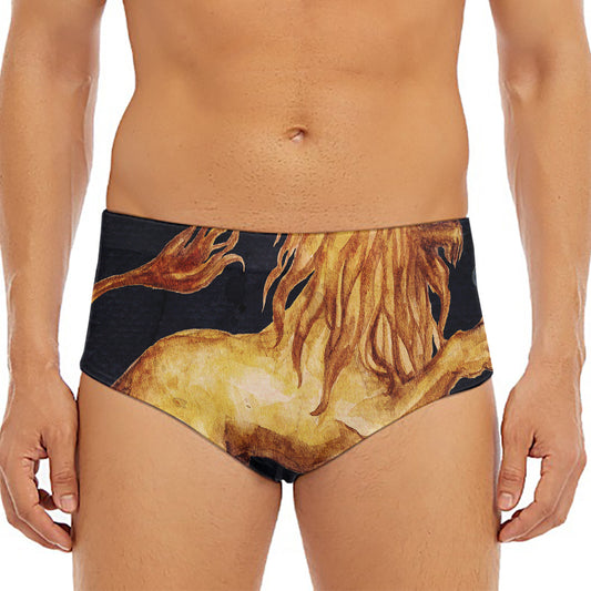 Watercolor Leo Zodiac Sign Print Men's Triangle Swim Briefs