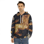 Watercolor Leo Zodiac Sign Print Men's Velvet Pullover Hoodie
