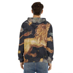 Watercolor Leo Zodiac Sign Print Men's Velvet Pullover Hoodie
