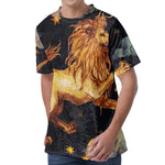 Watercolor Leo Zodiac Sign Print Men's Velvet T-Shirt