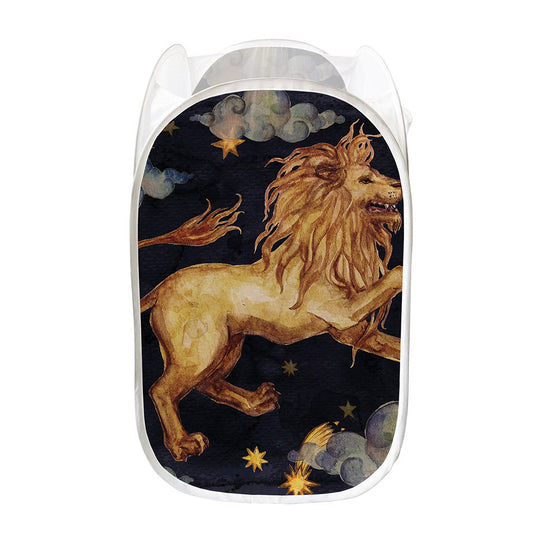 Watercolor Leo Zodiac Sign Print Mesh Laundry Hamper