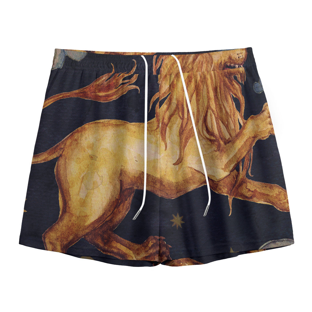 Watercolor Leo Zodiac Sign Print Mesh Shorts