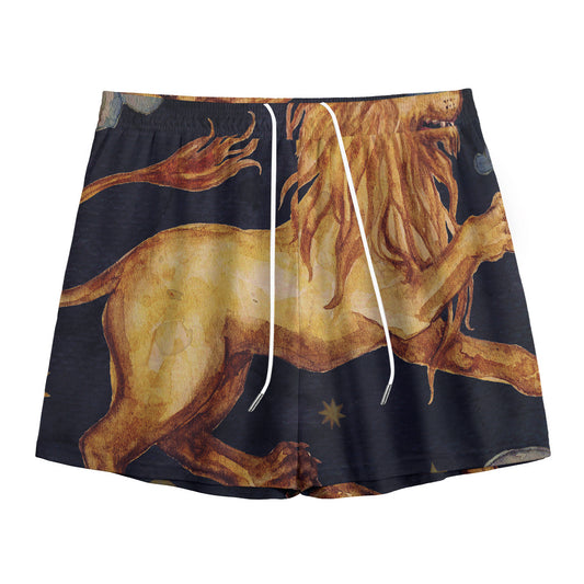 Watercolor Leo Zodiac Sign Print Mesh Shorts
