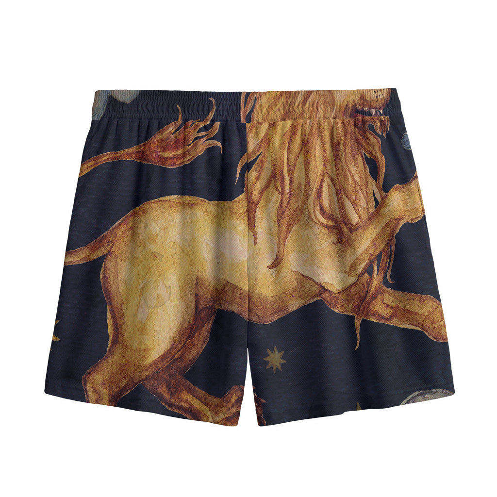 Watercolor Leo Zodiac Sign Print Mesh Shorts