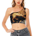 Watercolor Leo Zodiac Sign Print One Shoulder Crop Top
