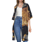Watercolor Leo Zodiac Sign Print Open Front Beach Cover Up