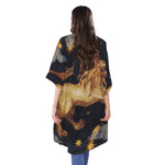 Watercolor Leo Zodiac Sign Print Open Front Beach Cover Up