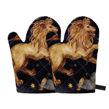 Watercolor Leo Zodiac Sign Print Oven Mitts