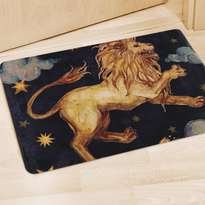 Watercolor Leo Zodiac Sign Print Polyester Doormat