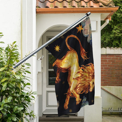 Watercolor Leo Zodiac Sign Print Polyester Flag