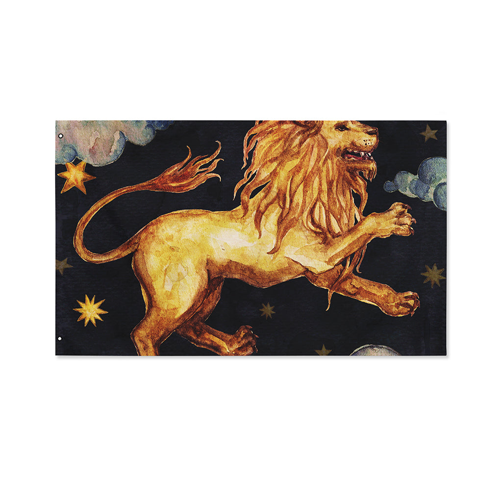 Watercolor Leo Zodiac Sign Print Polyester Flag