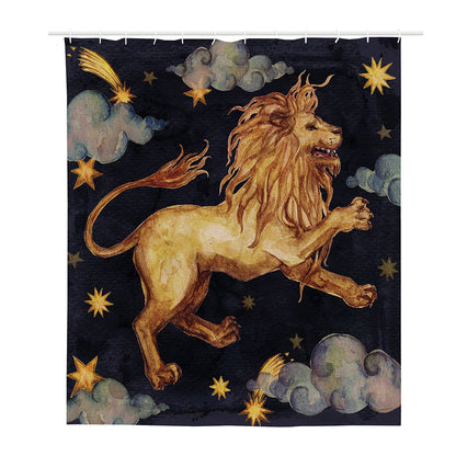 Watercolor Leo Zodiac Sign Print Polyester Shower Curtain