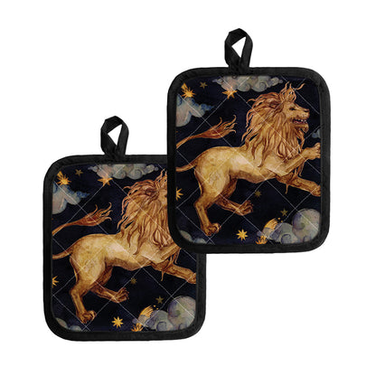 Watercolor Leo Zodiac Sign Print Pot Holders