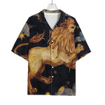 Watercolor Leo Zodiac Sign Print Rayon Hawaiian Shirt