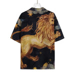 Watercolor Leo Zodiac Sign Print Rayon Hawaiian Shirt