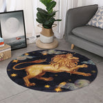 Watercolor Leo Zodiac Sign Print Round Rug