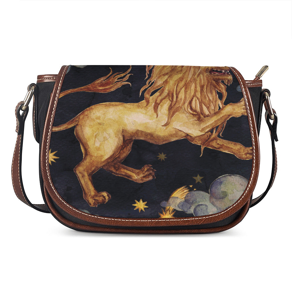 Watercolor Leo Zodiac Sign Print Saddle Bag