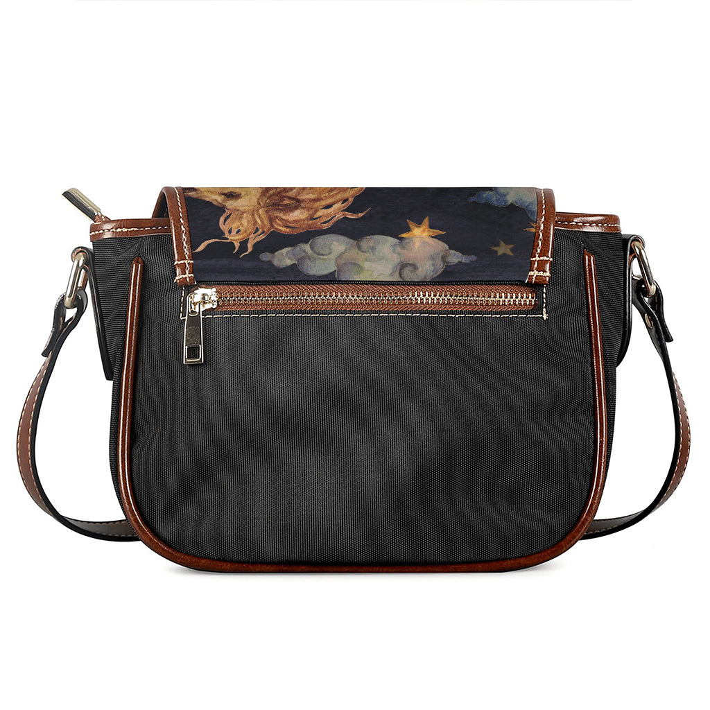 Watercolor Leo Zodiac Sign Print Saddle Bag