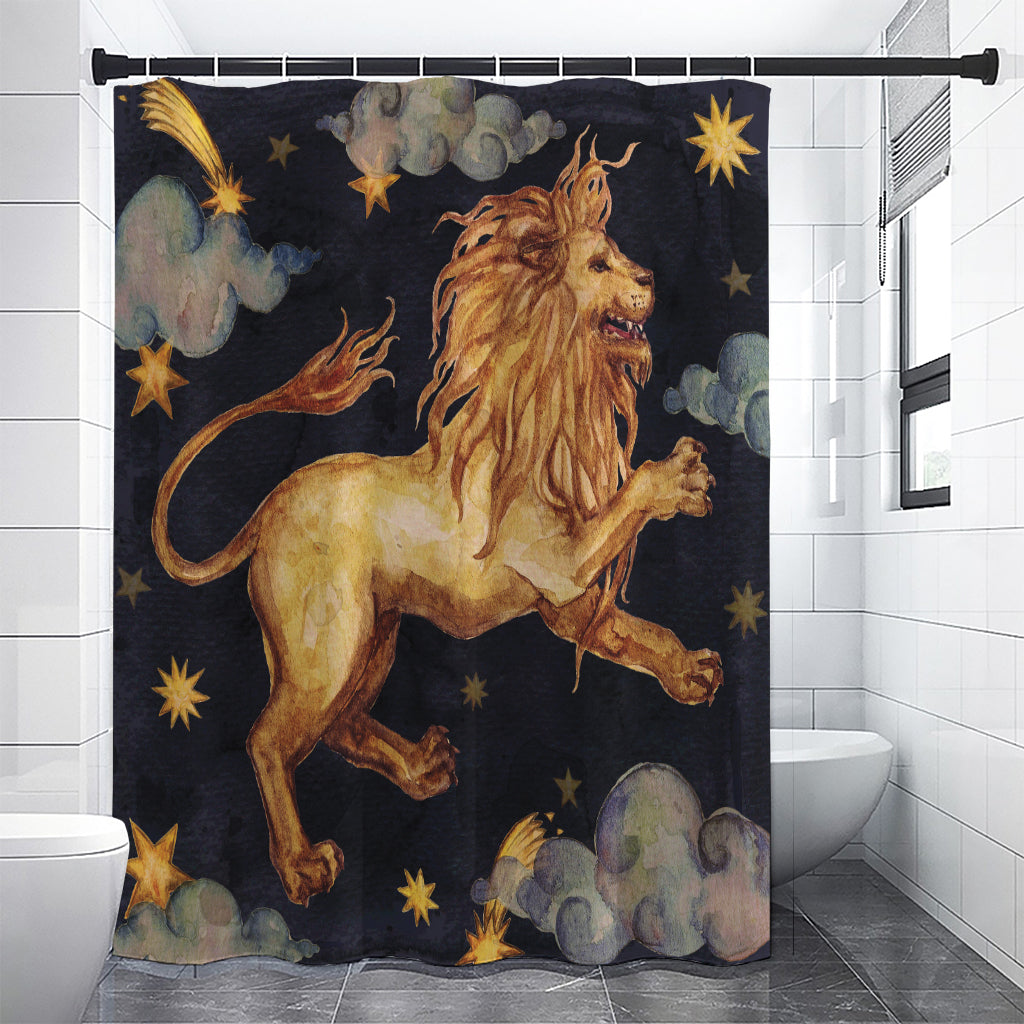 Watercolor Leo Zodiac Sign Print Shower Curtain