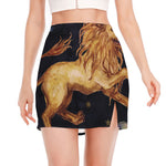 Watercolor Leo Zodiac Sign Print Side Slit Mini Skirt