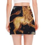 Watercolor Leo Zodiac Sign Print Side Slit Mini Skirt