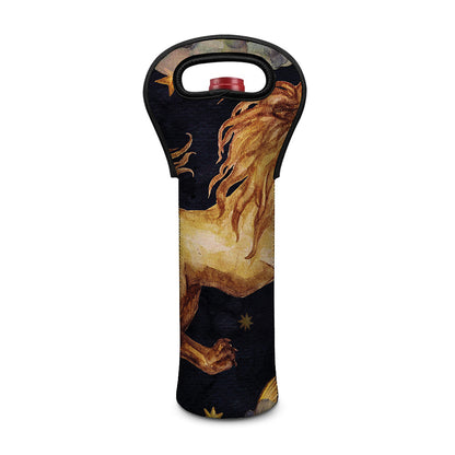 Watercolor Leo Zodiac Sign Print Single Neoprene Wine Tote