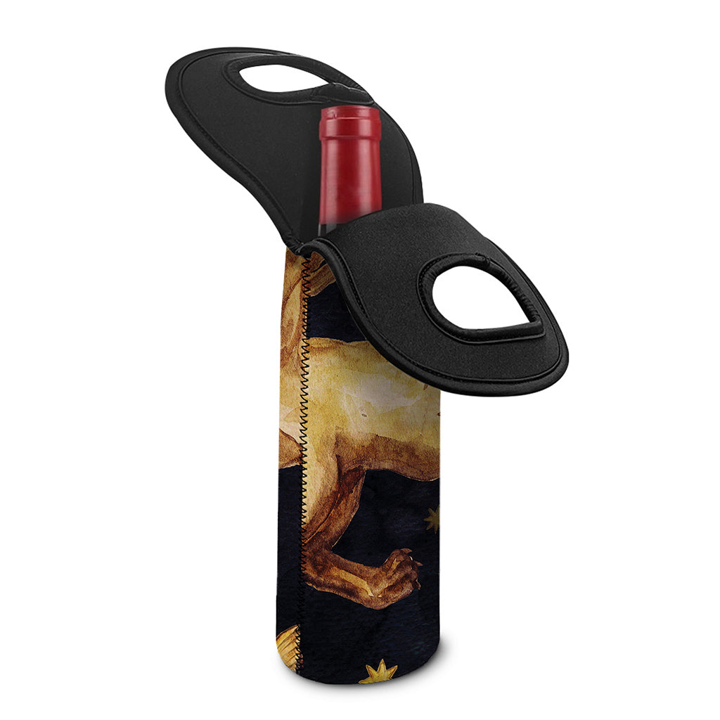 Watercolor Leo Zodiac Sign Print Single Neoprene Wine Tote