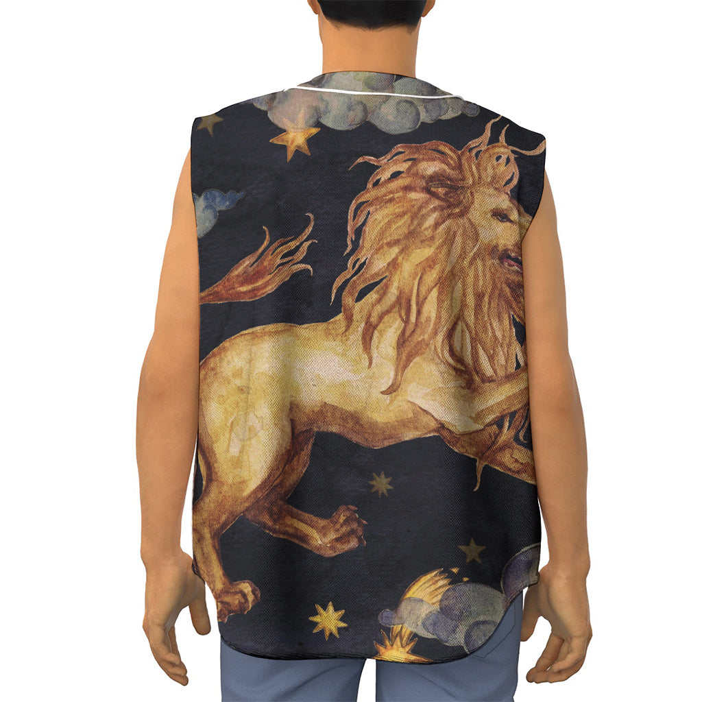 Watercolor Leo Zodiac Sign Print Sleeveless Baseball Jersey