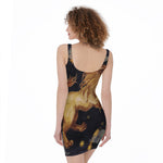 Watercolor Leo Zodiac Sign Print Sleeveless Bodycon Dress
