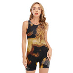 Watercolor Leo Zodiac Sign Print Sleeveless One Piece Swimsuit